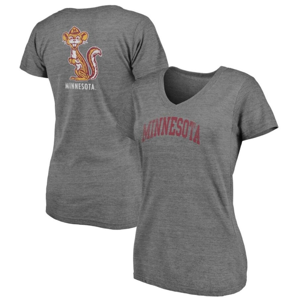 Minnesota Golden Gophers Women's V-Neck T-Shirt Size Lg by Fanatics NWT Gray